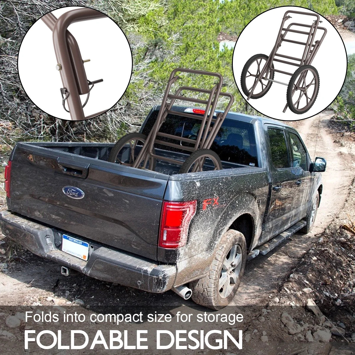 New Deer Cart Game Hauler Utility Gear Dolly Cart Hunting Accessories - 500 LB