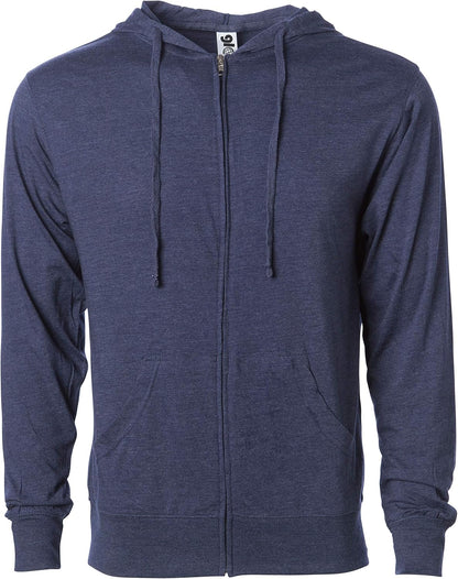 Long Sleeve T-Shirt Sweatshirts for Men, Lightweight Zip-Up Hoodie, Navy Heather, XXL