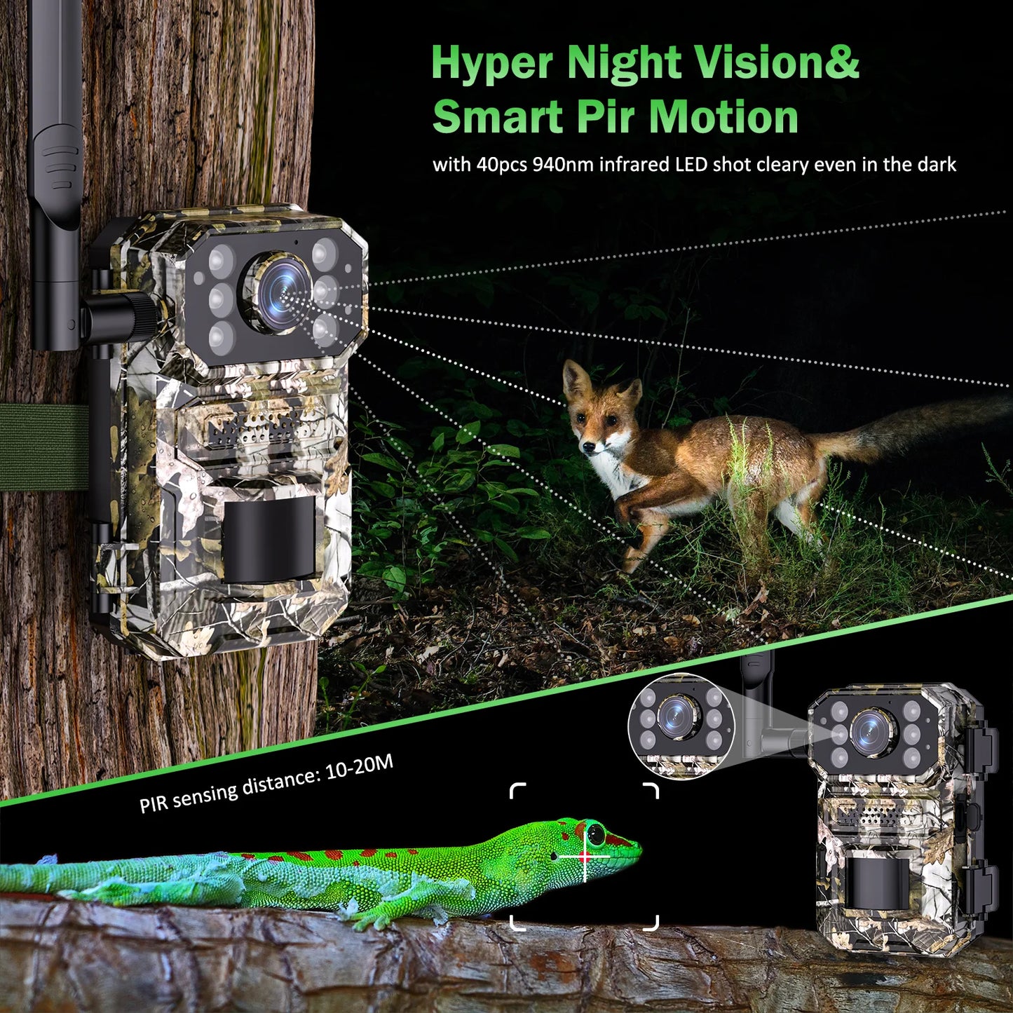 4G LTE Cellular Trail Camera Wireless, 4K Solar Powered Game Camera with Night Vision Motion Activated IP66 Waterproof, Hunting Security Camera with SIM Card, 120°Wide Angle