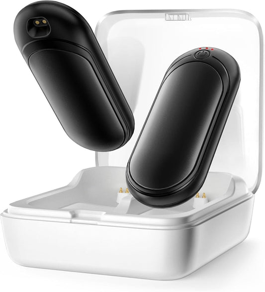 Hand Warmers Rechargeable with 10000 Mah Charging Case, 2 Pack Portable Electric