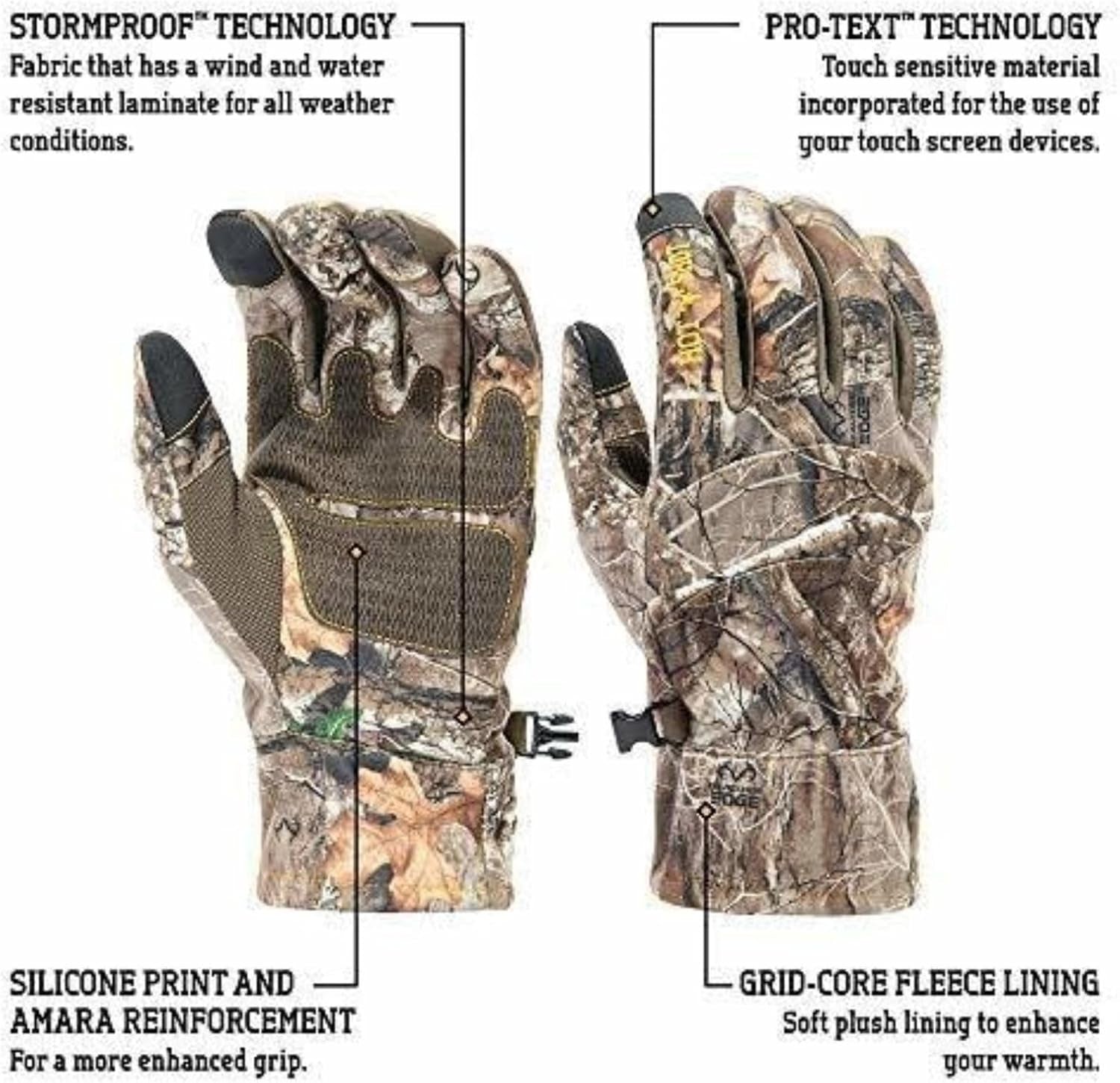 Men’S Camo Swiftstrike Pro-Text Gloves – Realtree Edge Outdoor Hunting Camouflage Gear