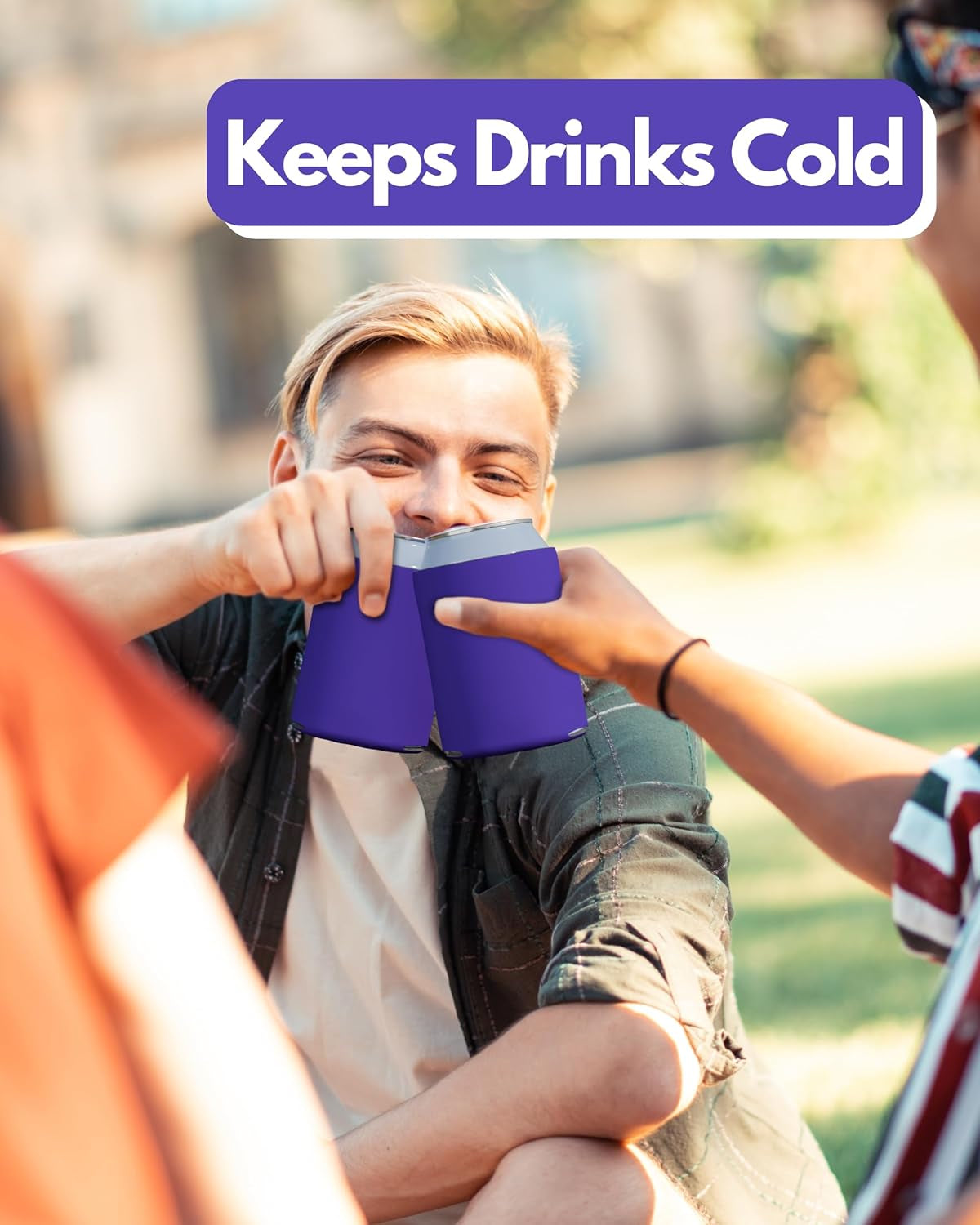 100 Pack Purple Blank Can Cooler Sleeves, Customizable Bulk Insulated Foam for Beer, Collapsible Plain Drink Holder, Cold Soda Insulator, 12Oz Regular, 16Oz Tall Cans