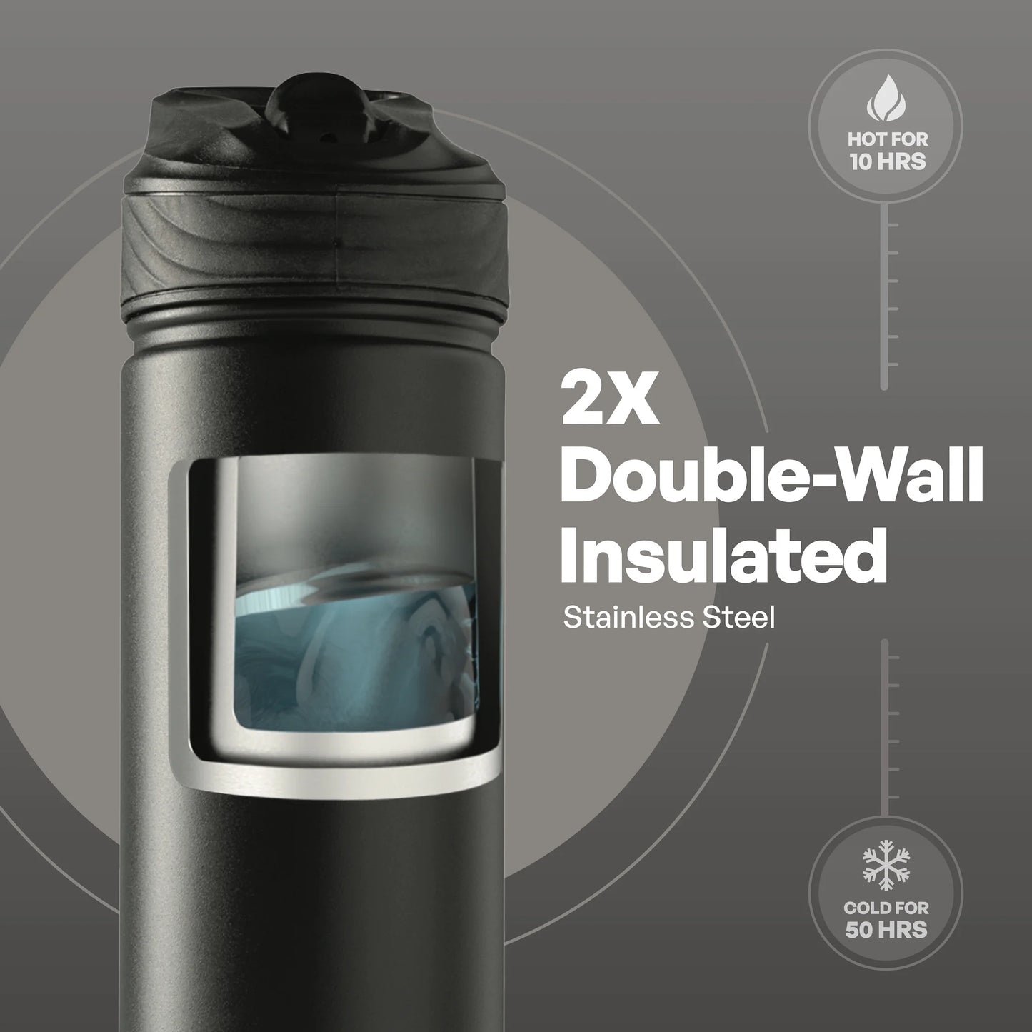 Stainless Steel Ranger Water Bottle with Easy Sip Straw 26 Oz, Black