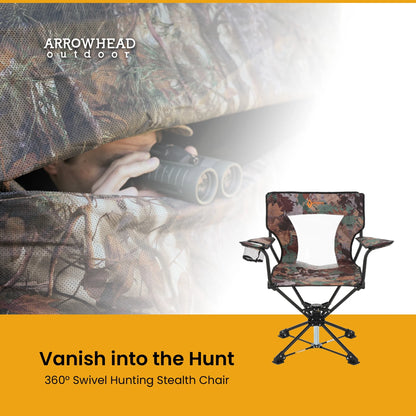 KKS0320U Degree Swivel Hunting Chair W/ Armrests, Camo Color for Camouflage Blinds,