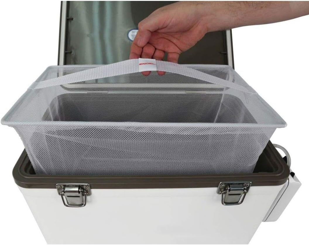 Live Bait Cooler Box with 2Nd Gen 2-Speed Aerator Pump - Portable Fishing Station & Minnow Bucket for Shrimp & Other Live Fish with Aerator - ENGLBC-N