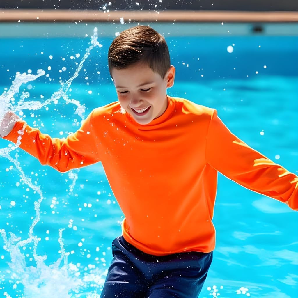 Boys' Rash Guard UPF 50+ Swim Shirt - Lightweight, Quick-Dry, Durable Sun Protection for Swimming, Sizes XS-XL