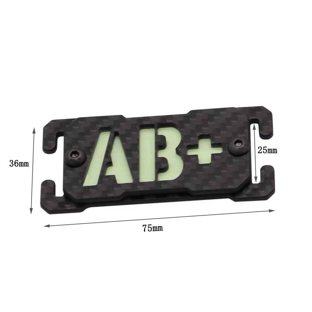 Glow in Dark Carbon Fiber Blood Type Molle Tactical Patch Luminous Reflective Backpack Attachment Applique Fastener Badge Emblem