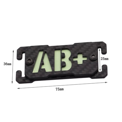 Glow in Dark Carbon Fiber Blood Type Molle Tactical Patch Luminous Reflective Backpack Attachment Applique Fastener Badge Emblem