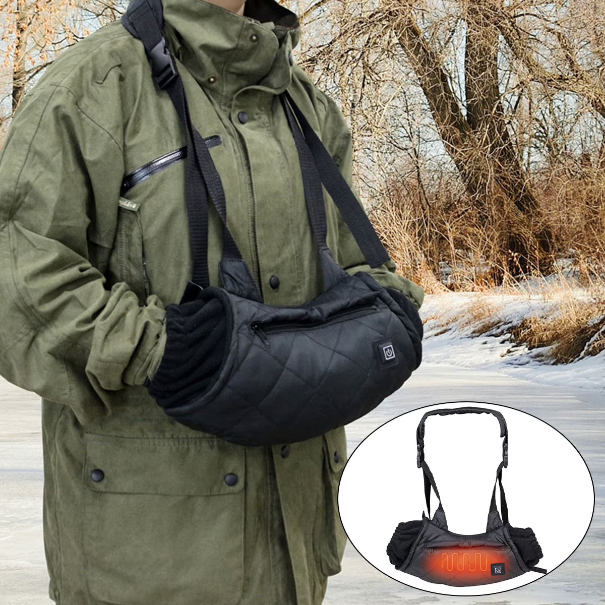 Heated Hand Muff Electric Hand Warmer Pouch USB Charging Hand Warming Muff Adjustable Winter Hand Warmer with 3 Heating Setting for Outdoor Hunting Camping Football