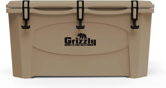 Grizzly 75 Cooler | 75 Qt Ice Chest Durable Rotomolded Insulated | Made in USA | Warranty for Life | for Beach Boat Camping Fishing Hunting | G75
