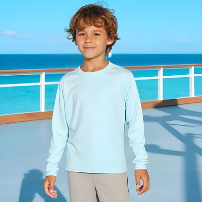 Boys Rash Guard Long Sleeve Swim Shirt - Quick Dry UPF 50+, Kids Fishing Shirt, Dry Fit Shirts for Boys Sizes XS-XL