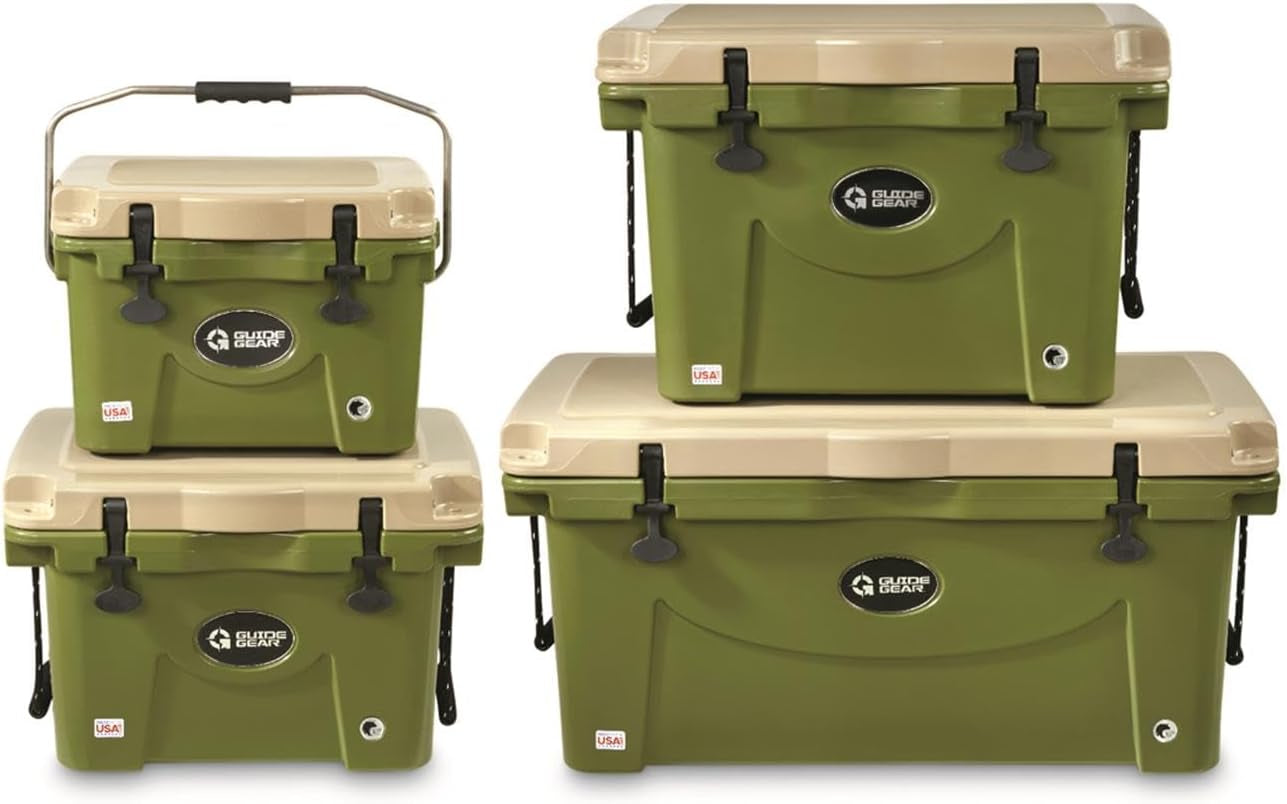 Insulated Hard Cooler, for Outdoor, Camping, Hunting, Keep Beverages and Drinks Chilled, Dry-Ice Compatible, Made in USA