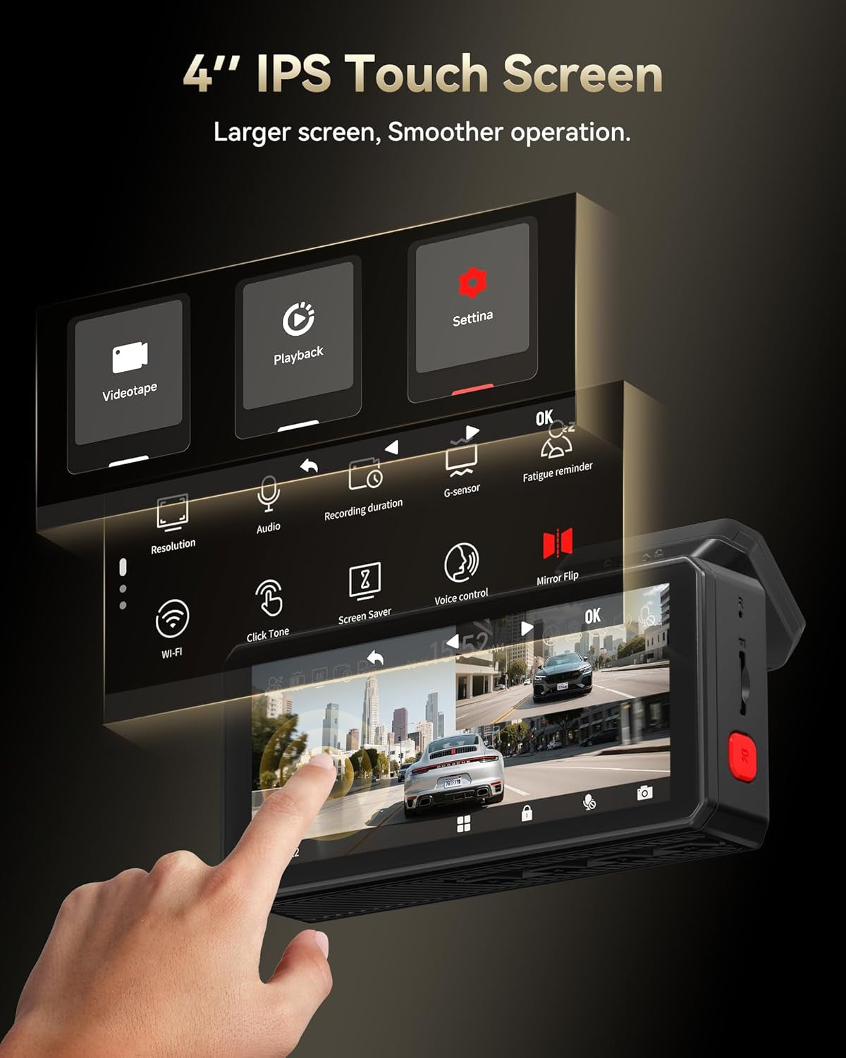 F77 4K+4K Dash Cam Front and Rear, Dual STARVIS 2 IMX678 HDR, Built-In 128GB Emmc, Voice Control Dash Camera for Cars with 5.8Ghz Wifi, 4'' Touch Screen, GPS, Night Vision, 24H Parking Mode