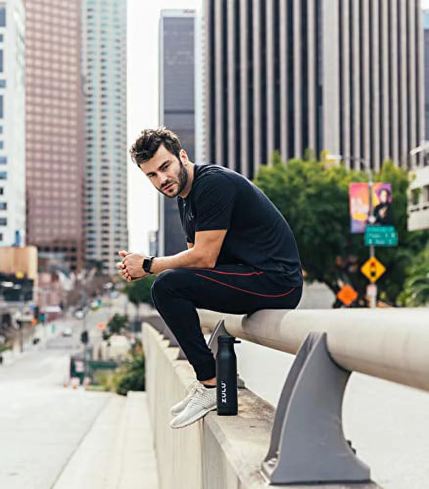 Ace 24 Fl Oz. Black Stainless Soft Chug Bottle