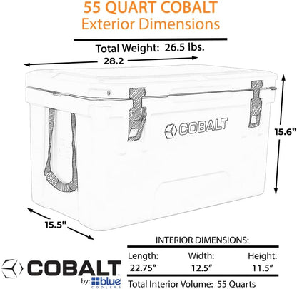 Cobalt 55 Quart Roto Molded Super Ice Cooler | Large Ice Chest - Long Term Ice Retention |
