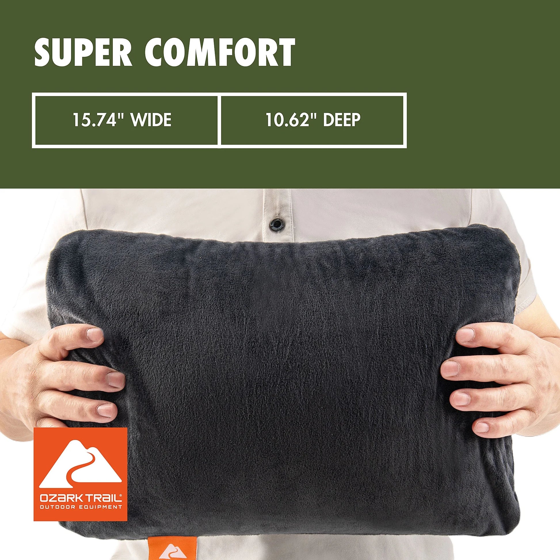 Memory Foam Camping Pillow, Adult Use, Dark Grey Color.