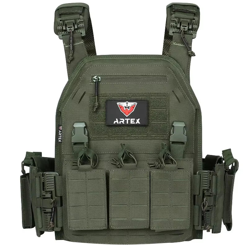 Tactical Plate Carrier Quick Release Fast Adjust Cummerbund Laser Cut Vest with Magazine Pouch MOLLE Lightweight Hunting Gear