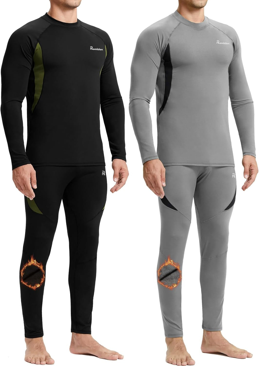 2 Pack Thermal Underwear for Men Long Johns Fleece Lined Hunting Gear Bottom Top Set Base Layer Cold Weather XS-4XL