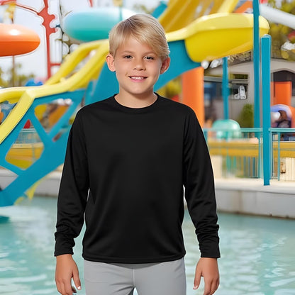 Boys Rash Guard Long Sleeve Swim Shirt - Quick Dry UPF 50+, Kids Fishing Shirt, Dry Fit Shirts for Boys Sizes XS-XL