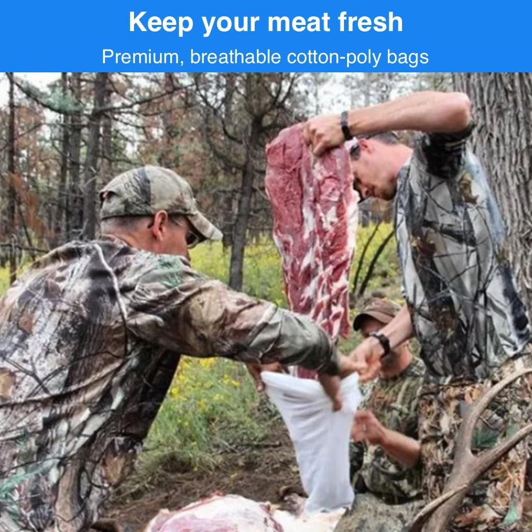 Heavy Duty Game Bags Hunting | Reusable, Breathable Meat Bags | Available in Packs of 1 or 4 for Deer or Elk Quarter Bags | Reusable | Vacuum Sealed to save Space | Deer, Elk, & Moose