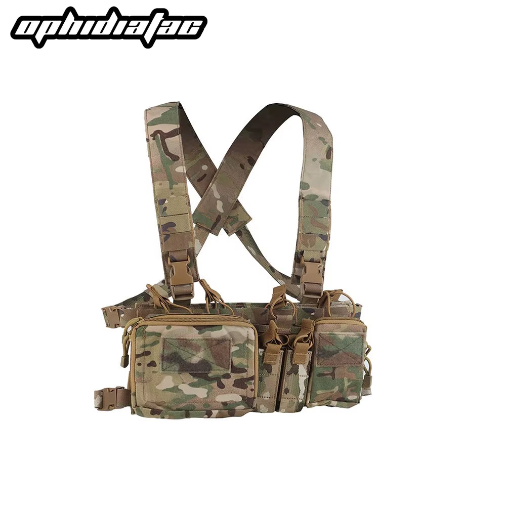 Ophidiatac D3CRH Tactical Chest Rig, Multi-Function Modular Wargame Vest, Lightweight with Mag Pouch, Airsoft Hunting Gear