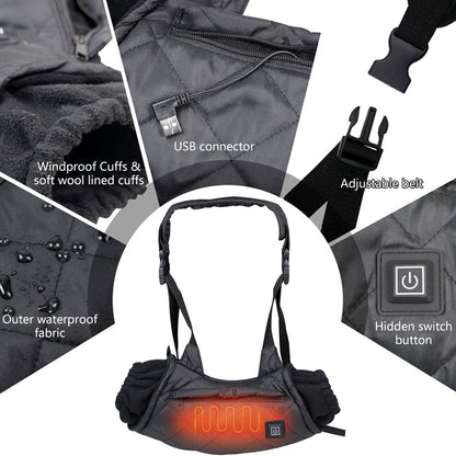 Heated Hand Muff Electric Hand Warmer Pouch USB Charging Hand Warming Muff Adjustable Winter Hand Warmer with 3 Heating Setting for Outdoor Hunting Camping Football