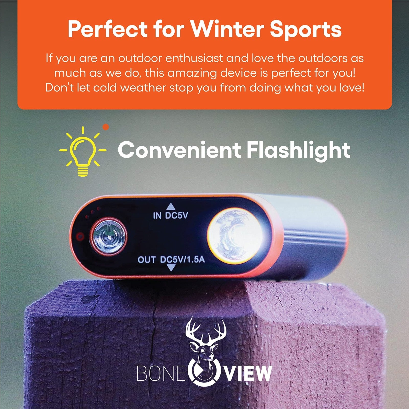 Boneview Electric Hand Warmer Emergency Power Bank with Flashlight - Portable...