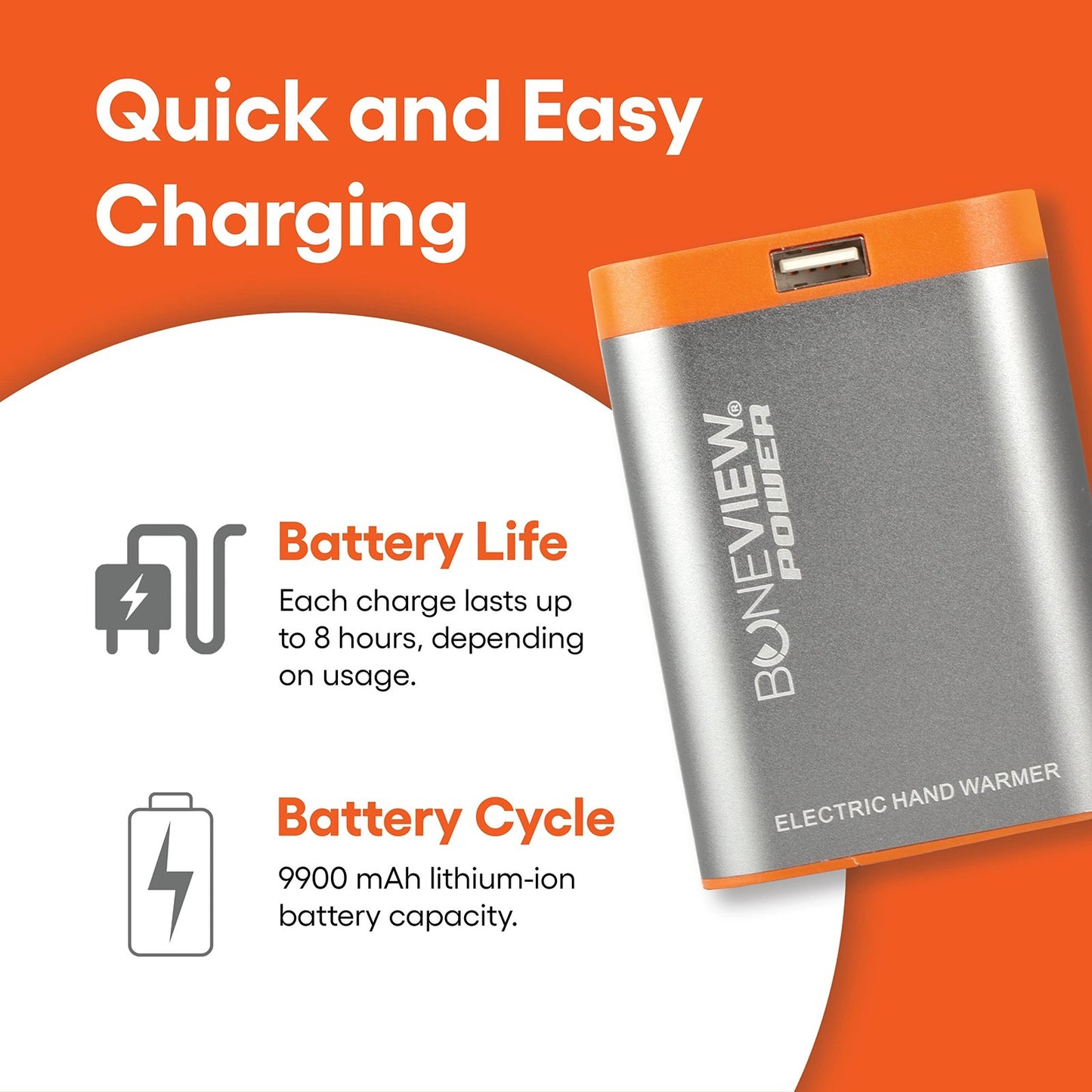 Boneview Electric Hand Warmer Emergency Power Bank with Flashlight - Portable...