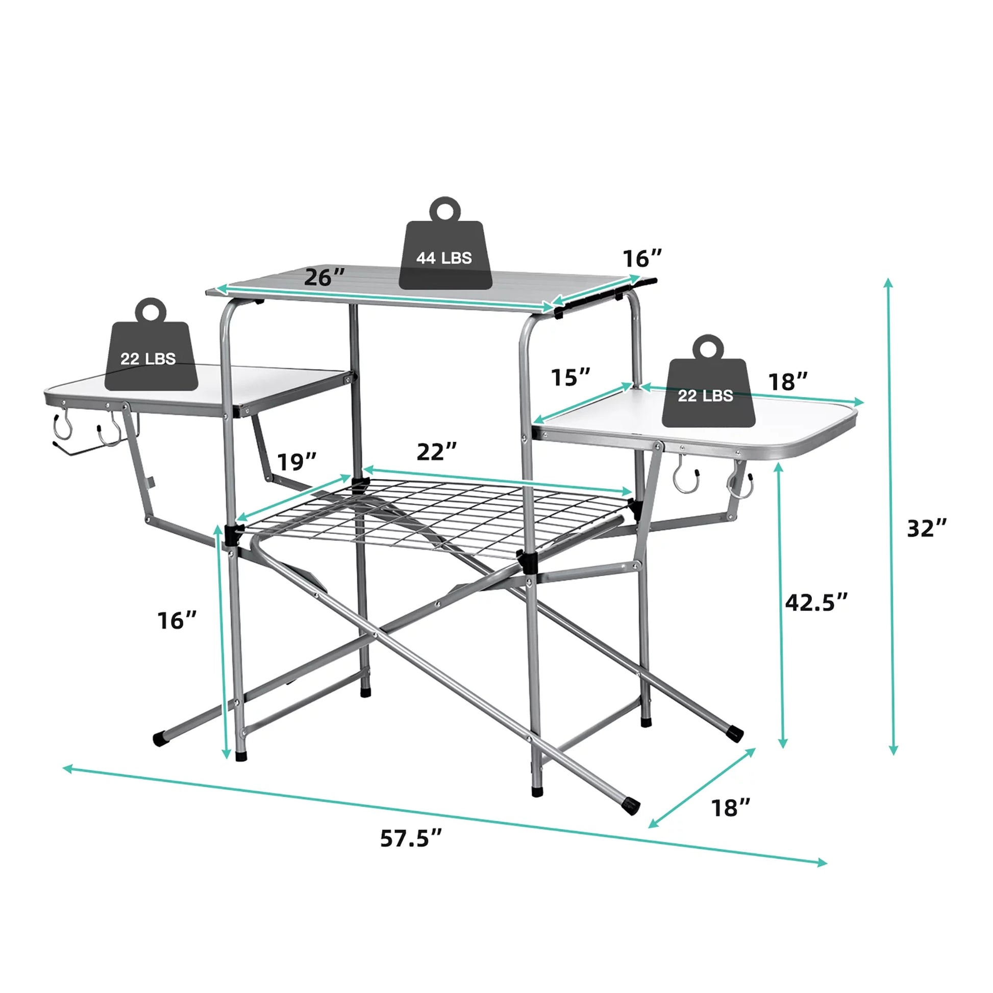 Foldable Camping Table Outdoor Kitchen Portable Grilling Stand Folding BBQ Table