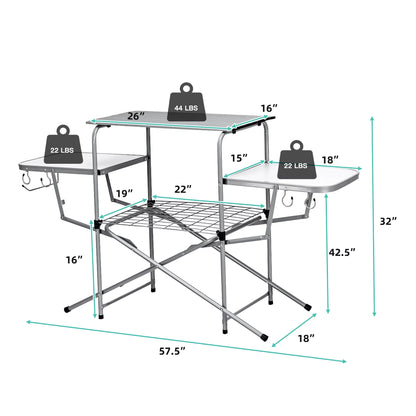 Foldable Camping Table Outdoor Kitchen Portable Grilling Stand Folding BBQ Table