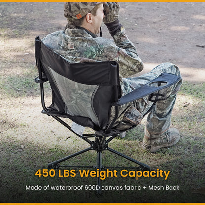 KKS0320U Degree Swivel Hunting Chair W/ Armrests, Camo Color for Camouflage Blinds,