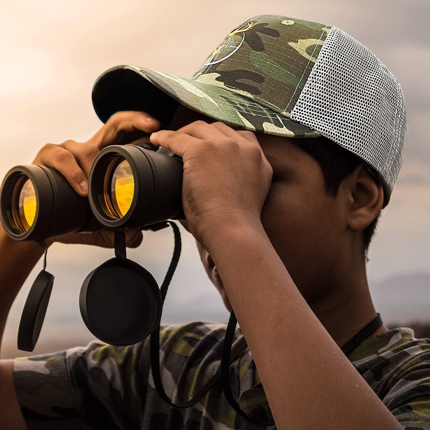 Deer Hunting Camo Trucker Hats Snapback Adult Unisex Adjustable Blaze Orange Antlers Logo Mesh Baseball Cap