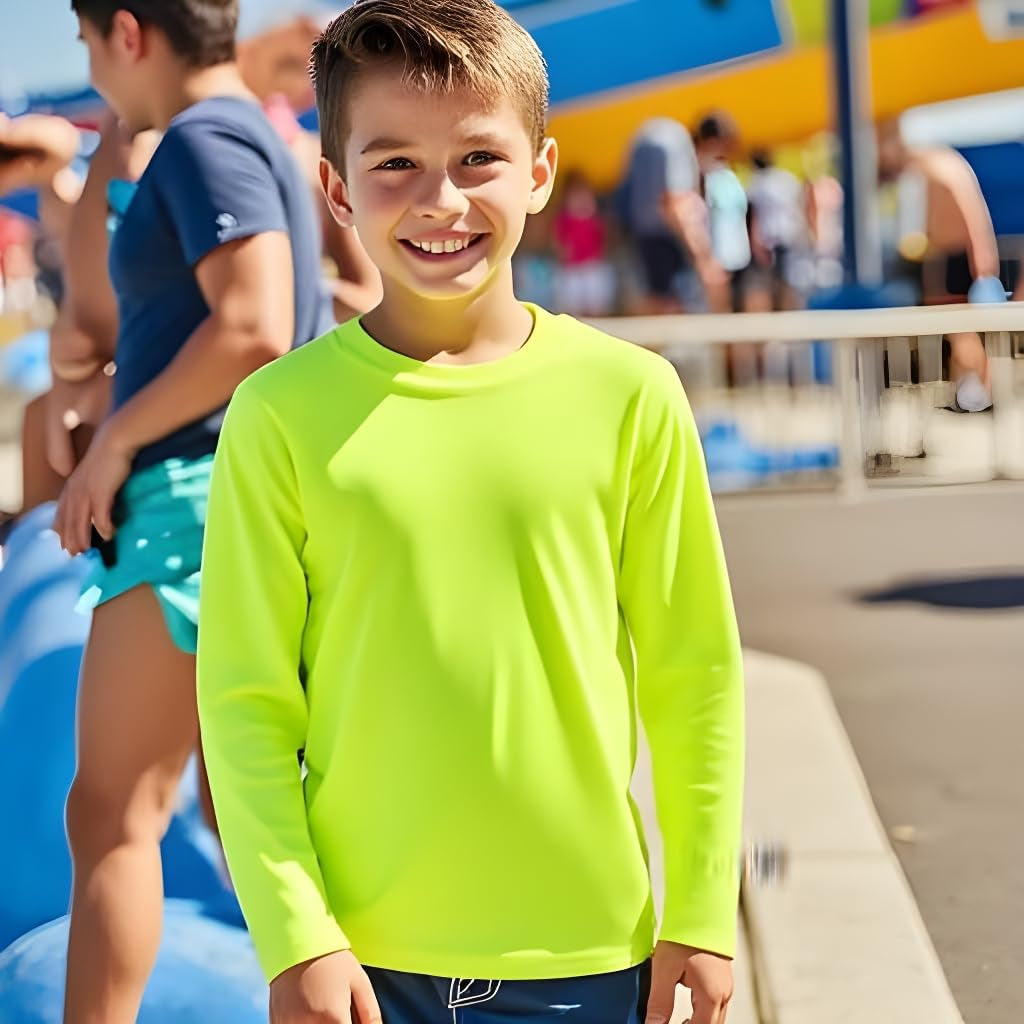 Boys Rash Guard Long Sleeve Swim Shirt - Quick Dry UPF 50+, Kids Fishing Shirt, Dry Fit Shirts for Boys Sizes XS-XL