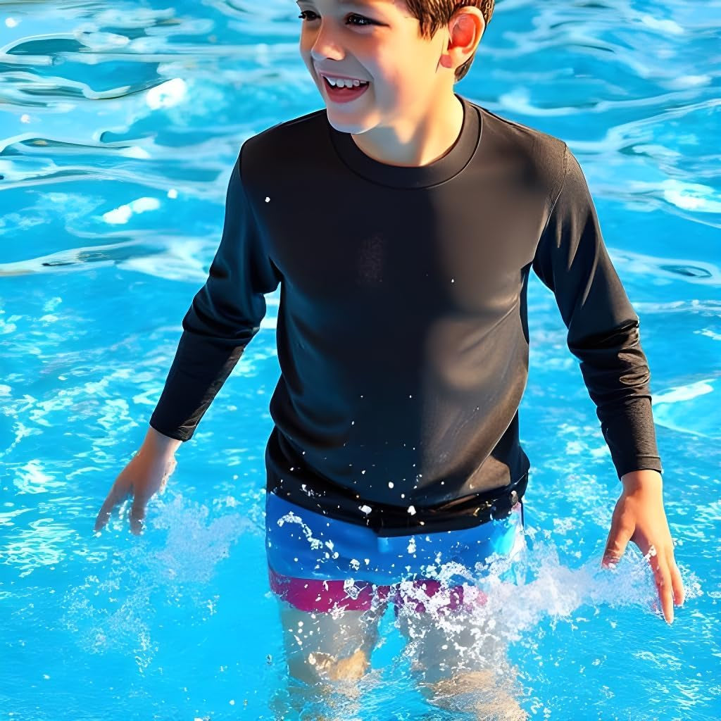 Boys Rash Guard Long Sleeve Swim Shirt - Quick Dry UPF 50+, Kids Fishing Shirt, Dry Fit Shirts for Boys Sizes XS-XL