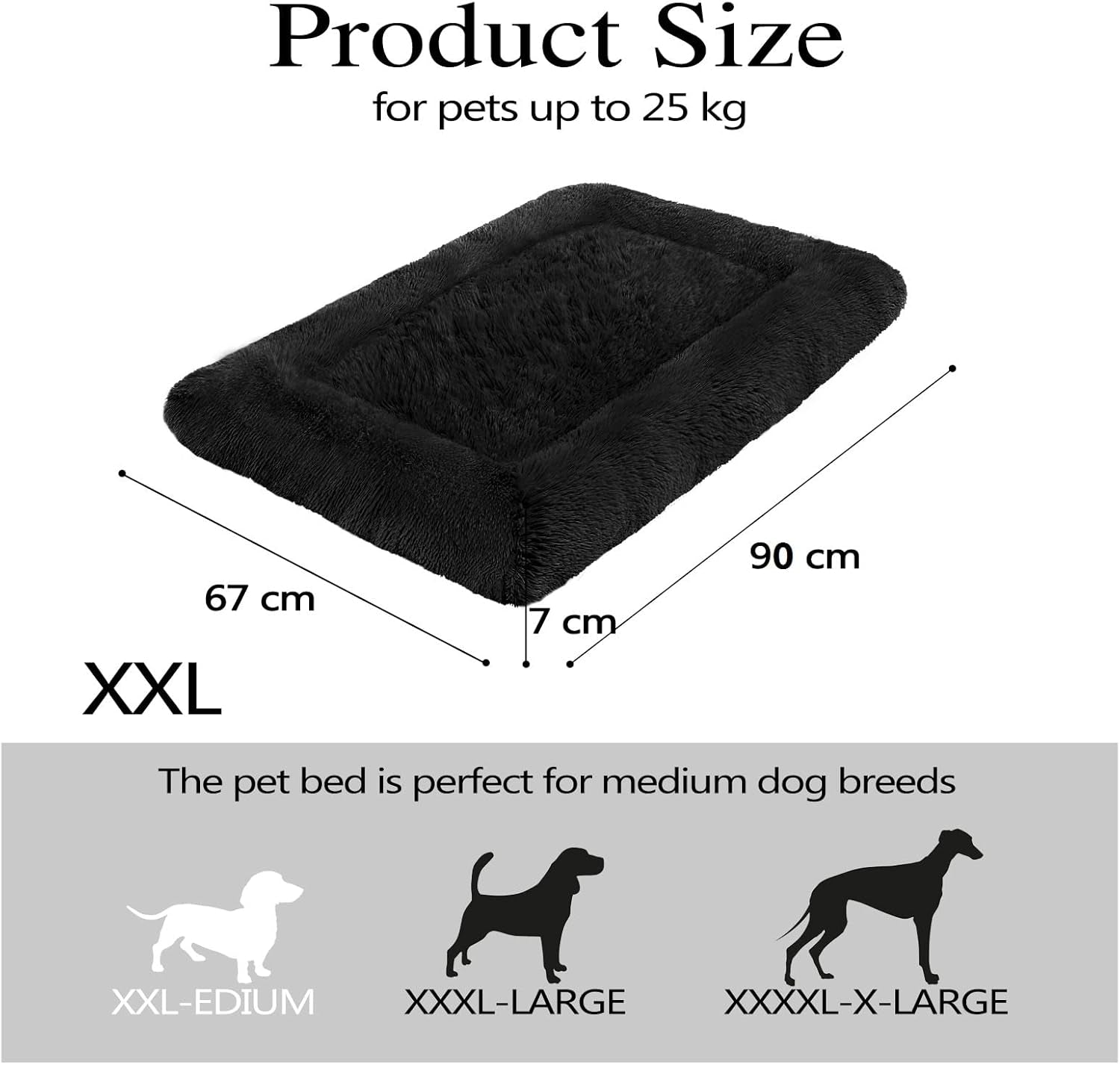 Dog Beds Calming Pet Beds, Fulffy Dog Kennel Mat Pad Faux Fur Machine Washable Anti-Slip Comfy Dog Beds for Large Medium Dogs and Cats