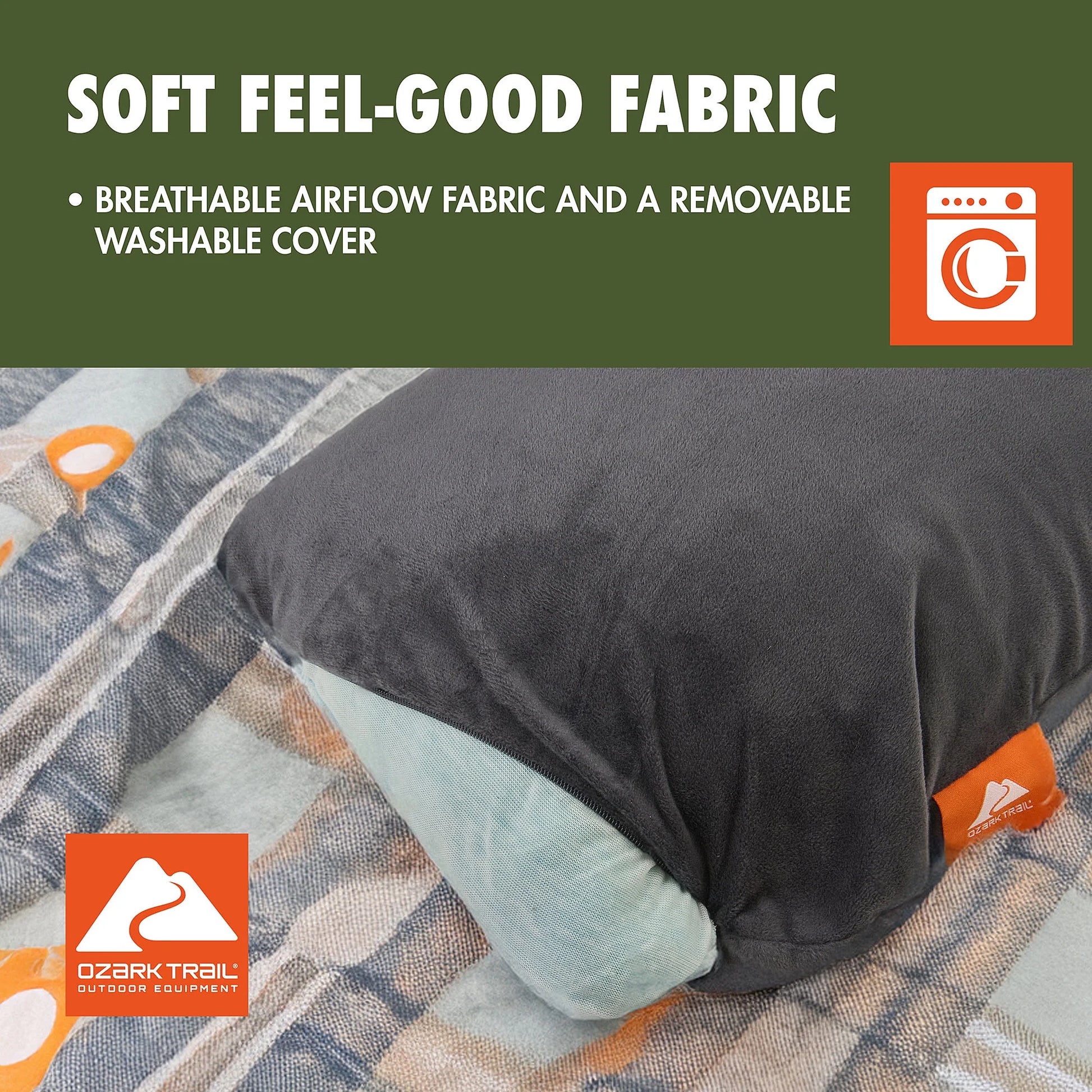 Memory Foam Camping Pillow, Adult Use, Dark Grey Color.