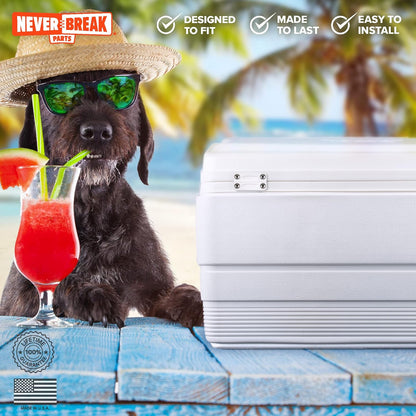 - 2 Pack White Igloo Cooler Hinges Replacement with Screws | High Strength Igloo Cooler Replacement Parts | Igloo Parts Kit for Ice Chests