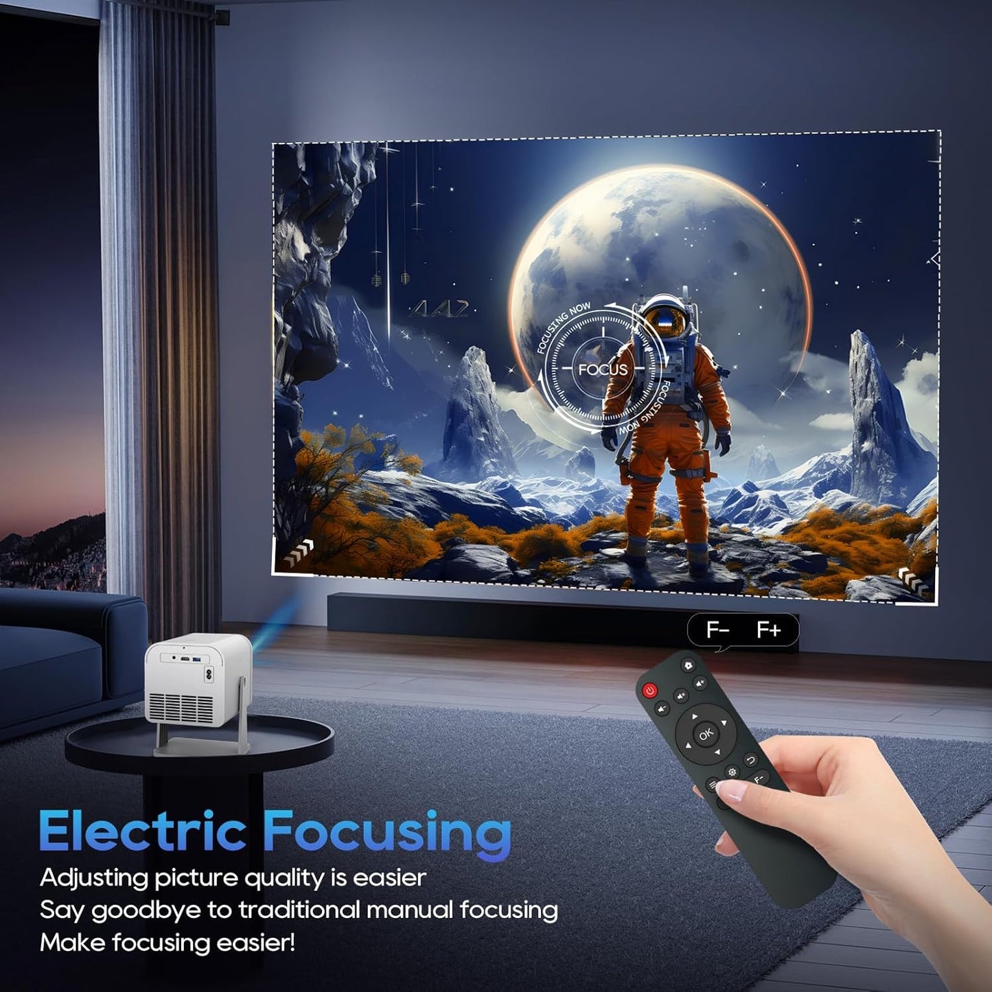 Mini Room Projector, Projector for Bedroom(Built-In Speaker, with HDMI Cable), 200-Inch Large Screen, Ntive 1080P Projector, Compatible with 4K, Supports Smartphones/Tv Sticks/Ps5/Laptop/Hdmi/Usb