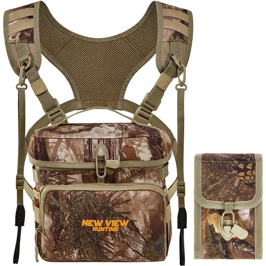 NEW VIEW Bino Packs for Hunting, Binocular Straps Harness Chest Pack with Detachable Rangefinder Pouch（Large Size）