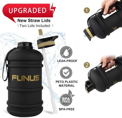 Big Water Bottle BPA Free Half Gallon Water Bottle Jug Reusable Water Bottle for Men Women Fitness Sport Gym Outdoor Climbing (Black, 2.2L)