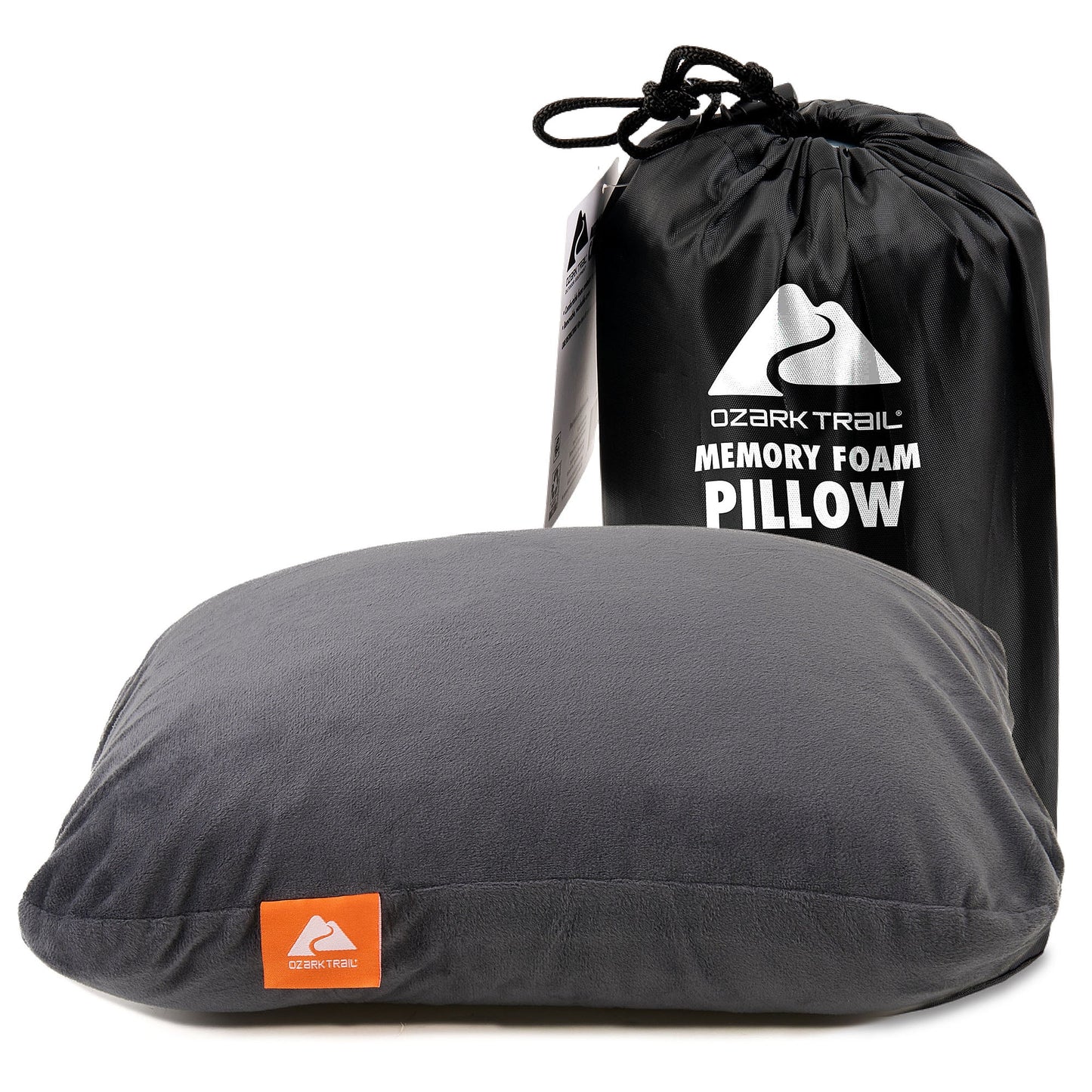 Memory Foam Camping Pillow, Adult Use, Dark Grey Color.