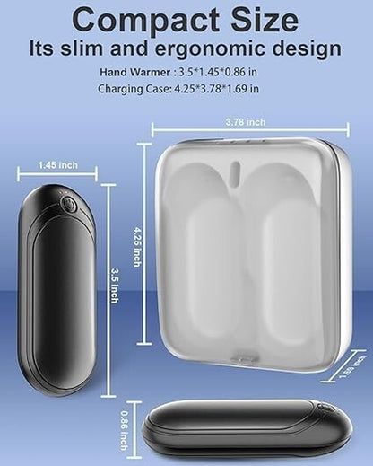 Hand Warmers Rechargeable with 10000 Mah Charging Case, 2 Pack Portable Electric
