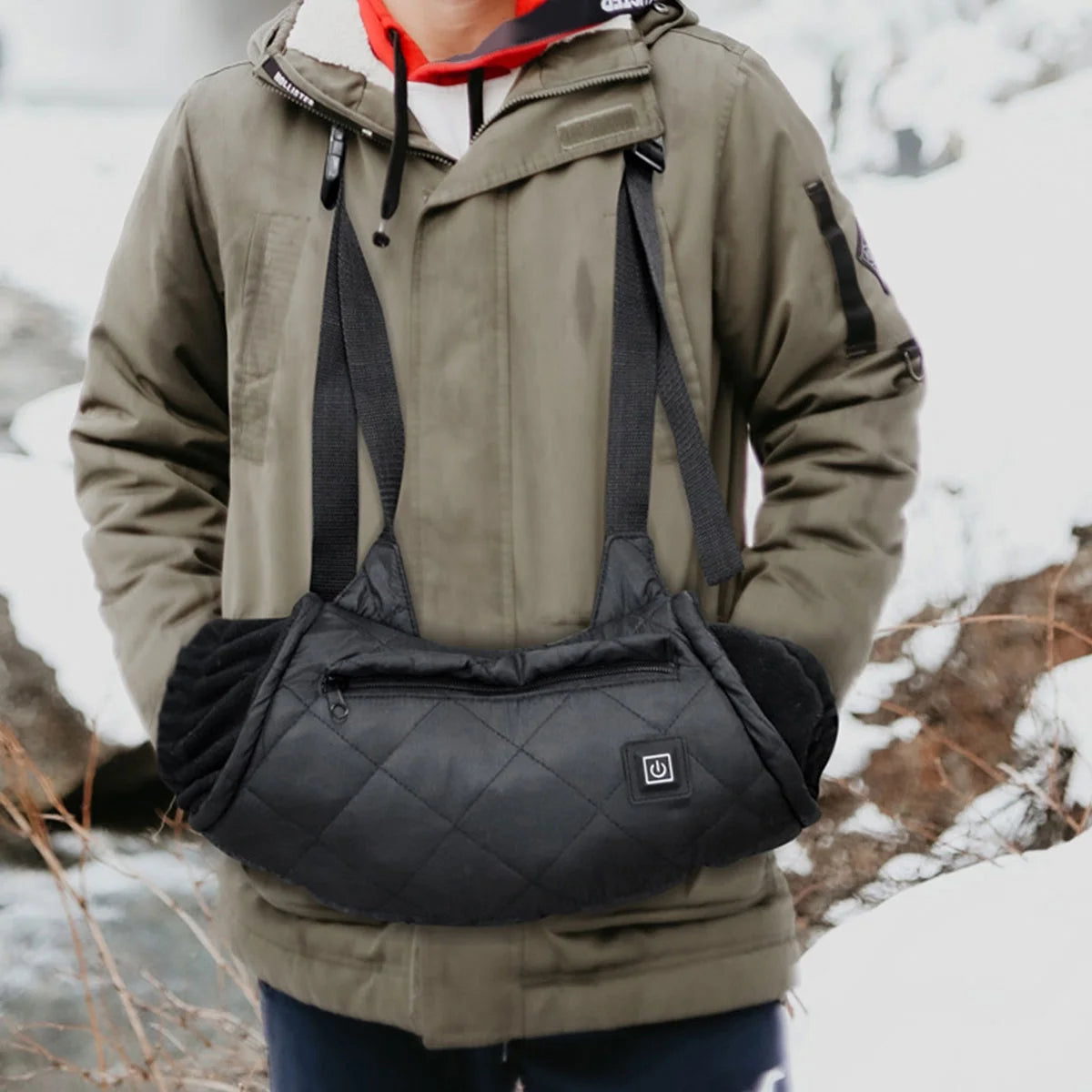 Heated Hand Muff Electric Hand Warmer Pouch USB Charging Hand Warming Muff Adjustable Winter Hand Warmer with 3 Heating Setting for Outdoor Hunting Camping Football