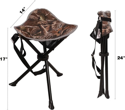 2 Pack Folding Trippod Stool Lightweight, Portable 3 Legged Tripod Chairs for Adults Fishing Backpacking Hunting, Camo