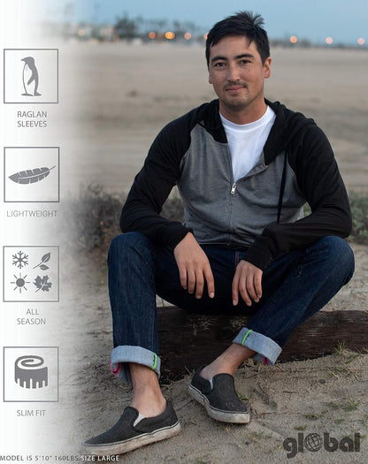 Long Sleeve T-Shirt Sweatshirts for Men, Lightweight Zip-Up Hoodie, Navy Heather, XXL