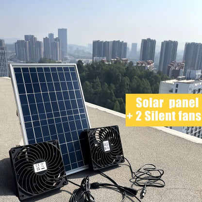 Solar Fan Kit with Solar Panels And2 Solar Exhaust Fans, Solar Exhaust Fans, Chicken Coop, Dog House Solar Charging Solar System