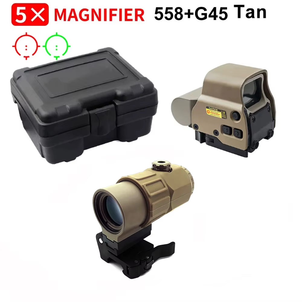 558+G43 Holographic Collimator Sight 558+G33/G45 Red Dot Optic Sight Tactical Hunting Gear W/20Mm Rail Mounts&Quick Detach Lever