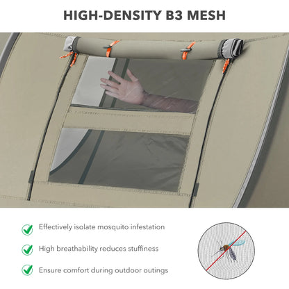 Instant Tent 4-Person Camp Tent, Auto Setup Pop up Tent, Pordable, Huge Door & Windows, Outdoor, Green