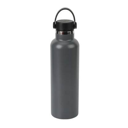 24 Fluid Ounces BPA FREE Double Wall Vacuum Sealed Stainless Steel Water Bottle with Handle, Gray
