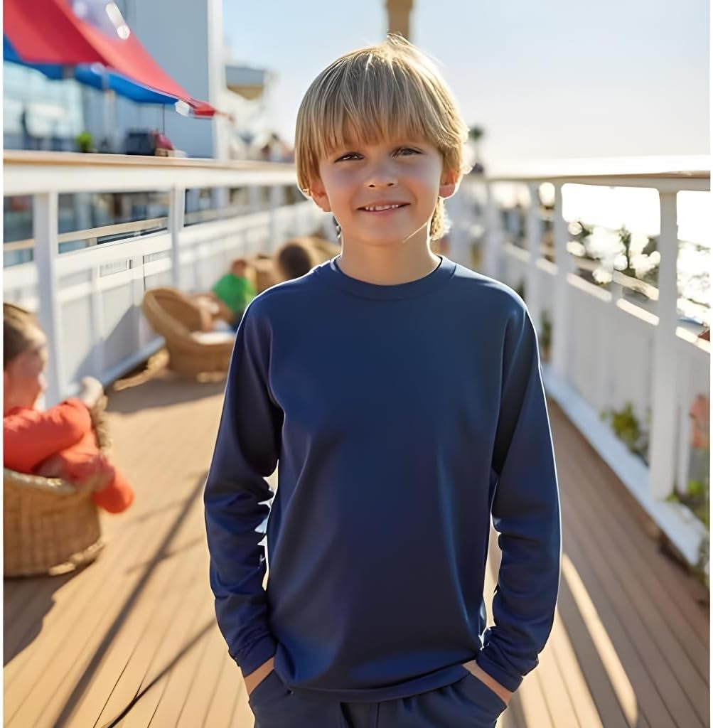 Boys Rash Guard Long Sleeve Swim Shirt - Quick Dry UPF 50+, Kids Fishing Shirt, Dry Fit Shirts for Boys Sizes XS-XL